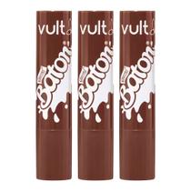 Kit 3 Gloss Stick Baton Labial Marrom Sabor Chocolate ao Leite Collab Vult 2g