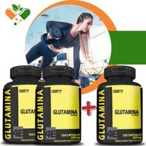 Kit 3 Glutamina 120 Cápsulas 500mg - Marca 4elementos