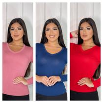 Kit 3 gola v manga longa básica