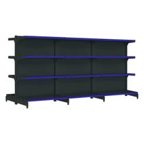 Kit 3 gôndolas new premium 1,37m preta centro 80/60 Kit 3 gôndolas new premium 1,37m preta centro 80/60