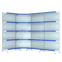 Kit 3 gôndolas new premium 1,70m branca parede 40/30 + canto 40/30