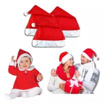 KIT 3 Gorro De Papai Noel - Mamãe Touca Tradicional Natalino