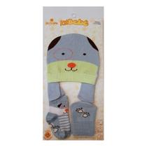 Kit 3 Gorro Meia Luva Bebê Cachorrinho