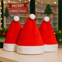Kit 3 Gorro Natal Vermelho Chapéu Papai Noel Festa Natalina