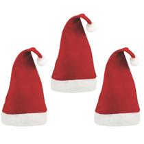 Kit 3 Gorros Papai Noel Feltro Vermelho Simples Natal Tamanho Único - Magizi