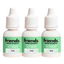 Kit 3 Gotas Secante de Esmalte de Unha com Disiloxane Secador Rápido 7ml Friends