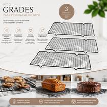 Kit 3 Grades para Resfriar Alimentos Bolos e Biscoitos Antiaderente 40cm x 25cm Kit 3 Grades para Resfriar Alimentos Bolos e Biscoitos Antiaderente 40cm x 25cm