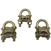 Kit 3 Grampo Conector Gtdu Duplo Aterramento Tipo U para Haste 5/8 até 3/4 Reforçado