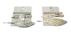 Kit 3 Grampo Presilha Metal Perola Folha