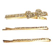 Kit 3 grampo strass delicado prendedor cabelo presilha metal