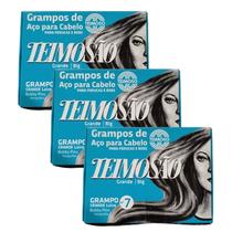 Kit 3 Grampo Teimosão Para Cabelos Nº 7 Loiro 50Un - Teimoso