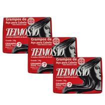 Kit 3 Grampo Teimosão Para Cabelos Nº 7 Preto 50Un - Teimoso