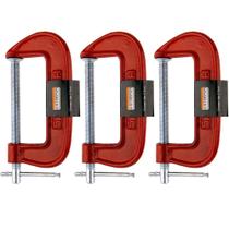 Kit 3 Grampo tipo C marceneiro carpinteiro leve 3 Polegadas - Starfer Kit 3 Grampo tipo C marceneiro carpinteiro leve 3 Polegadas - Starfer