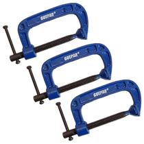 Kit 3 Grampos Sargento 75Mm Fixação Tipo C 3 Pol Marceneiro Kit 3 Grampos Sargento 75Mm Fixação Tipo C 3 Pol Marceneiro