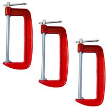 Kit 3 Grampos Sargento Tipo C 6 Polegadas Marcenaria 200mm Aço Metal Profissional