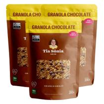 Kit 3 Granola Gotas de Chocolate Coco Cereais 200gr cada Tia Sônia