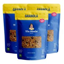 Kit 3 Granola Tradicional Castanha Coco Fruta 200gr cada Tia Sônia