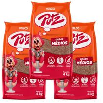 Kit 3 Granulado Sanitário Gatos Kelco Putz Grãos Médios 4kg