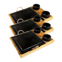 Kit 3 Grelha 06 Molheiras em Pedra Sabão e Suporte P 20x20cm Kit 3 Grelha 06 Molheiras em Pedra Sabão e Suporte P 20x20cm