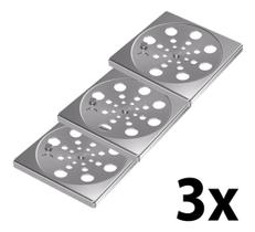 Kit 3 Grelha Quadrada Rotativa Inox 10cm Central Kit 3 Grelha Quadrada Rotativa Inox 10cm Central