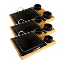 Kit 3 Grelhas 145X3INDSJ com 6 Molheiras Pedra Sabao Antiaderente para Churrasco Industria Sao Jose Kit 3 Grelhas 145X3INDSJ com 6 Molheiras Pedra Sabao Antiaderente para Churrasco Industria Sao Jose