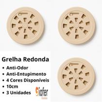 Kit 3 Grelhas para Ralo Redondo Rotativa Abre e Fecha Plástico Resistente 10cm