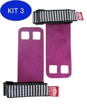 Kit 3 Grip 2 furos Exercício Funcional luva dedos protetor roxo m