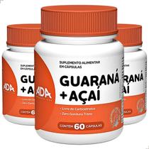 Kit 3 Guaraná Áçaí Suplemento Energético 180 Cápsulas Vigor Cafeína Concentração Energia Natural