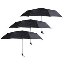 Kit 3 guarda chuvas sombrinha simples preto portátil