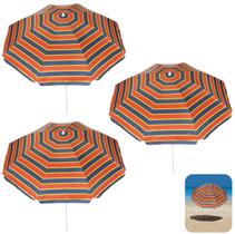 Kit 3 Guarda Sol 1,8m Aço Sombreiro Ipanema Praia Piscina Camping Vermelho - Tobee