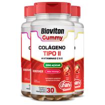 Kit 3 Gummy Colágeno Tipo II Morango Unilife 30 gomas