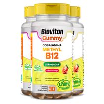 Kit 3 Gummy Vitamina B12 Methyl Unilife 30 gomas Morango Kit 3 Gummy Vitamina B12 Methyl Unilife 30 gomas Morango