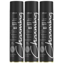 Kit 3 Hair Spray Charming Cless Extra Forte 72h Laque Jato Seco Antiúmidade Fixador Cabelo 400ml
