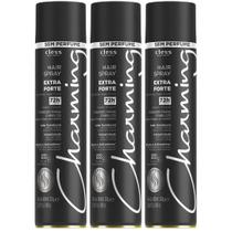 Kit 3 Hair Spray Charming Cless Extra Forte 72h Laque Jato Seco Fixador S/ Perfume 400ml