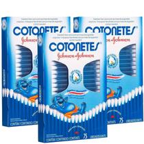 Kit 3 Hastes Flexíveis Cotonetes Com 75Un Johnson's Pratico