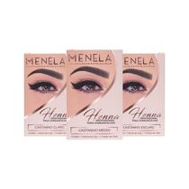 Kit 3 Henna Profissional Sobrancelhas Menela Castanho Claro e Médio e Escuro 2,5g Com Fixador 15ml