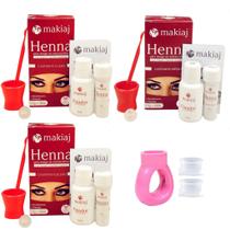 Kit 3 Henna Sobrancelha Makiaj Efeito Natural + Anel Batoque Acrílico Rosa Medidor Kit 3 Henna Sobrancelha Makiaj Efeito Natural + Anel Batoque Acrílico Rosa Medidor