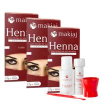 Kit 3 Hennas P/ Sobrancelha C/ Fixador E Pá Medidora Makiaj