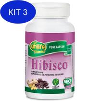 Kit 3 Hibisco c/ gengibre 90 capsulas 500mg - unilife