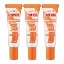 Kit 3 Hidratante Labial Gloss Fruittella Mix de Frutas Fruit Perolado Sabor Bala 8ml Vult