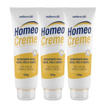 Kit 3 Hidratante para Mãos Pés e Corpo com Cera de Abelha e Silicone Homeo Creme Nobrevie 120g