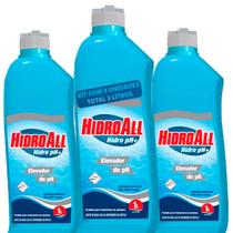 Kit 3 Hidroall Elevador de Ph + 1 Litro Para Piscinas Regulador Liquido Tratamento Subir Aumentar o Ph