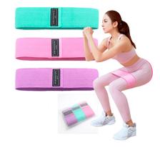 Kit 3 HIP Bands para Treino Faixa Elástica Exercicios em Casa Academia Pilates Fisioterapia 3 Resistencias Material Premium Não enrola