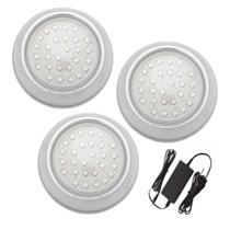 Kit 3 Hiper Led 15W Inox Azul Frente Baixa e Fonte Kit 3 Hiper Led 15W Inox Azul Frente Baixa e Fonte