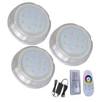 Kit 3 Hiper LED Piscina 9W RGB Policarbonato Alvenaria
