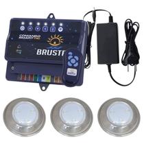 Kit 3 hiper led rgb 6w + central de comando brustec