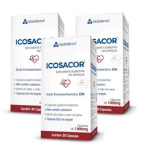 Kit 3 Icosacor Alto teor EPA 1g 30 Cáps Biobalance