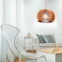 Kit 3 Iluminaria De Teto Pendente Rustico Em Madeira MDF Sala Jantar Cozinha Quarto