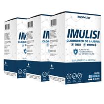 Kit 3 Imulisi Original Suplemento Alimentar Natural puro Cloridrato Lisina Vitamina C 180 Cápsulas