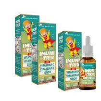 Kit 3 ImuniTrix Infantil Vitaminas C D Zinco 3x30ml Morango Flora Nativa